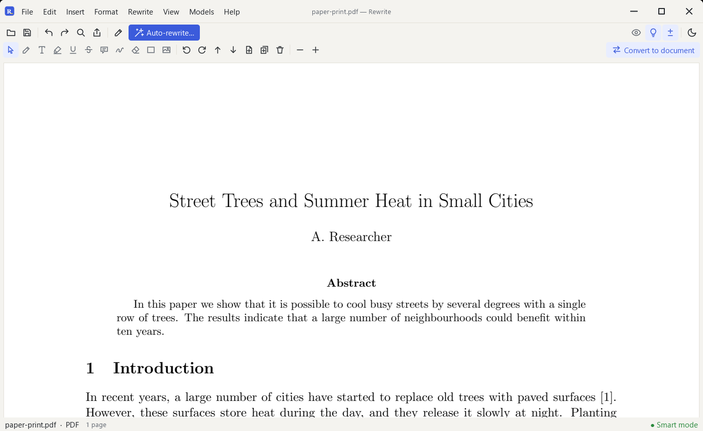 A PDF with the markup toolbar