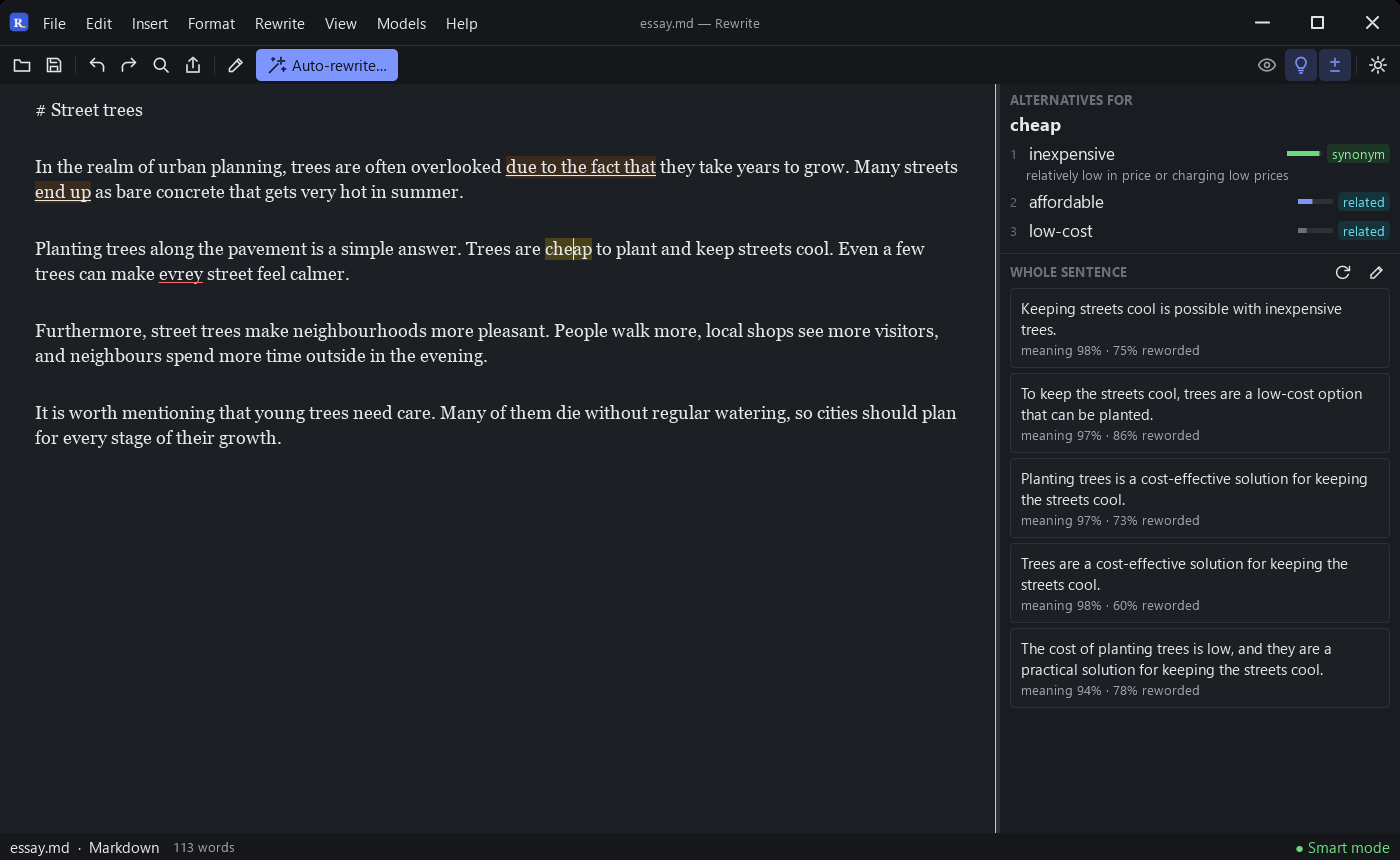 Rewrite in dark theme